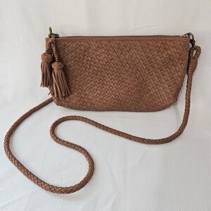 The Sak Calypso Cross Body Bag Brown Leather Weaved